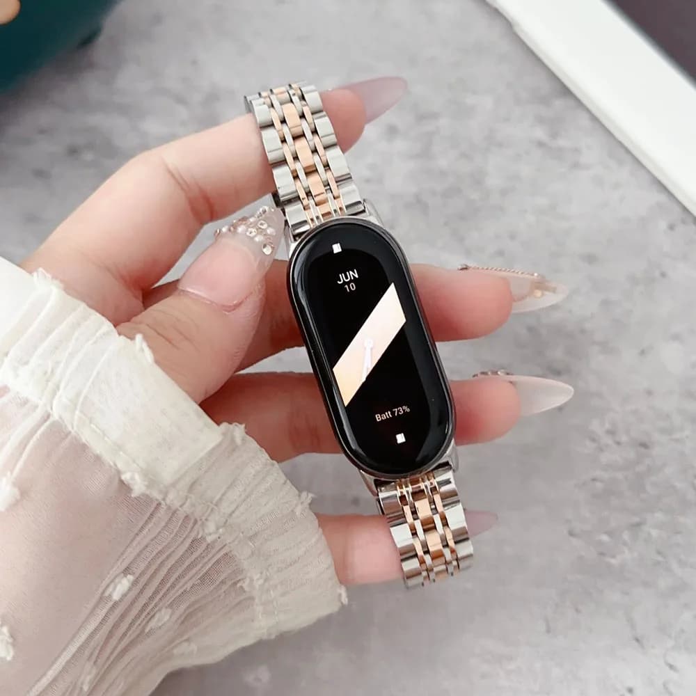 Band Strap for Smart Mi Band 8/9/10 Bracelet with Link Removal tool Metal Wristband for Xiaomi Mi Band 8 Watchband for Men Women