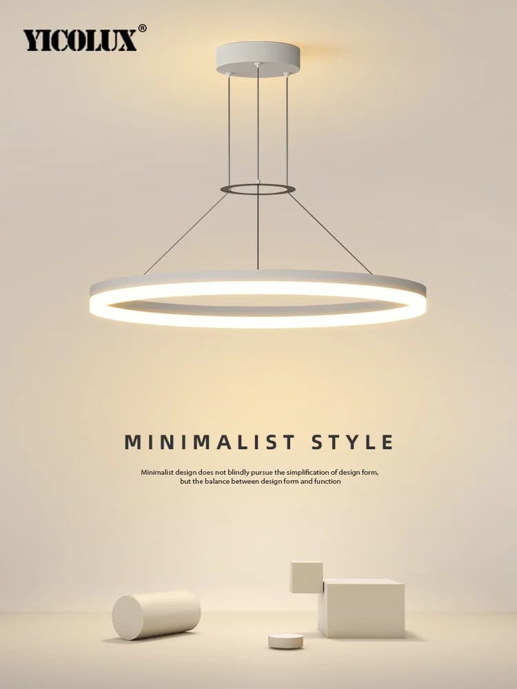 Modern Led Circular Chandelier Black White Hanging Lights Indoor Lighting Decor Living Room Bedroom Dining Room Kitchen Lustre