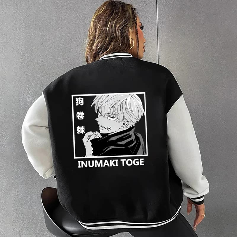 New Women Men Baseball Uniform Autumn Winterjacket Coat Inumaki Toge Printing Baseball Jacket Harajuku Street Style Coat