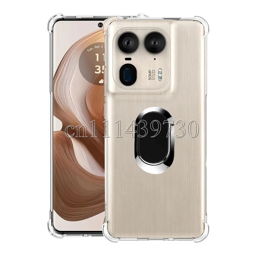 Ring Holder Case for Moto X50 Ultra Reinforced Corners Camera Protection Airbag Bracket Cover for Motorola Moto Edge 50 Ultra