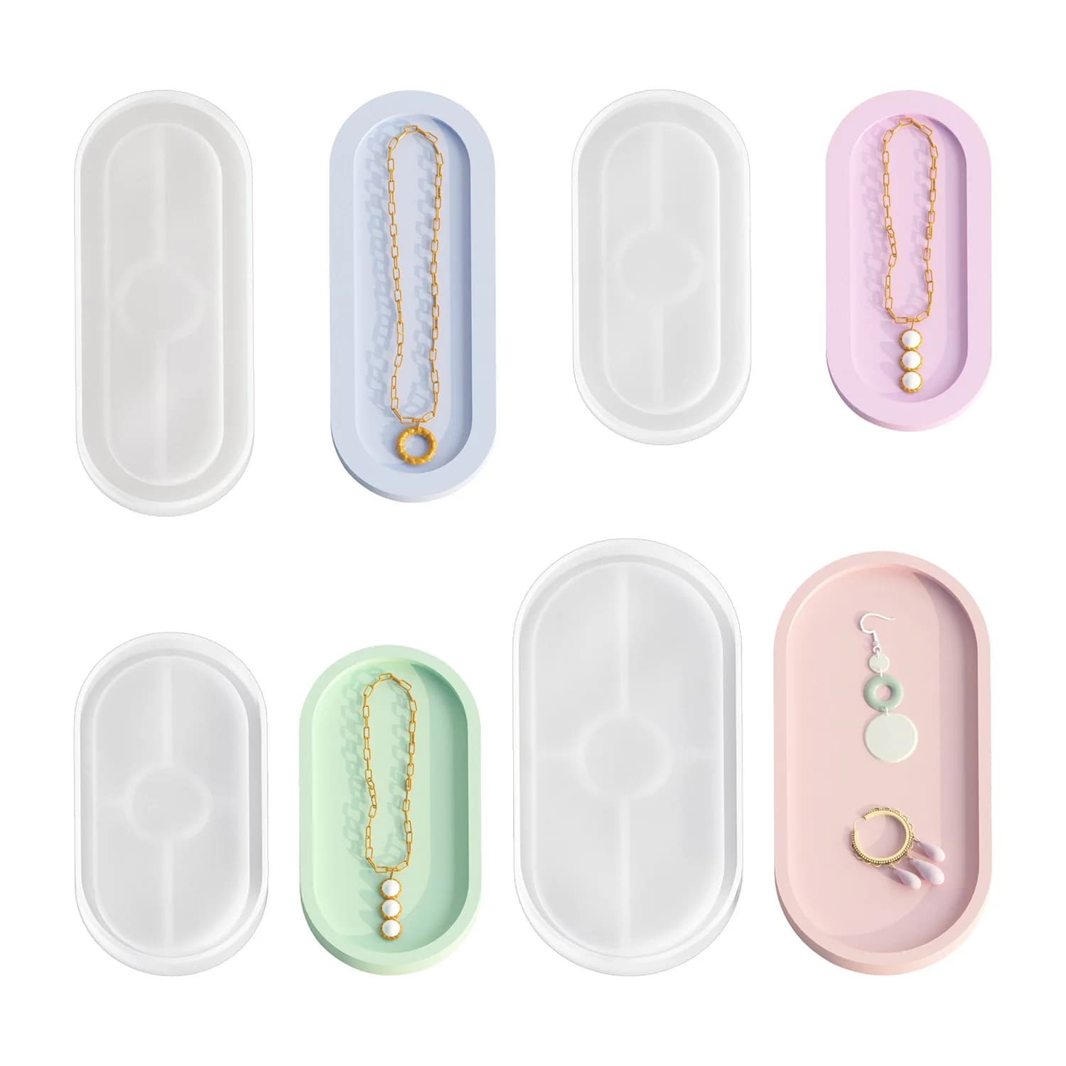 SZ046 DIY Oval Tray Silicone Mold Aromatherapy Gypsum Jewelry Storage Plate Elliptical Resin Molds With Edge