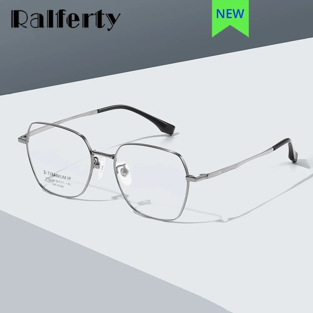 Ralferty Metal Titanium Eyeglass Frames Woman Men No Prescription Myopia Optic Frame Women's 0 Grade Glasses Square Spectacles