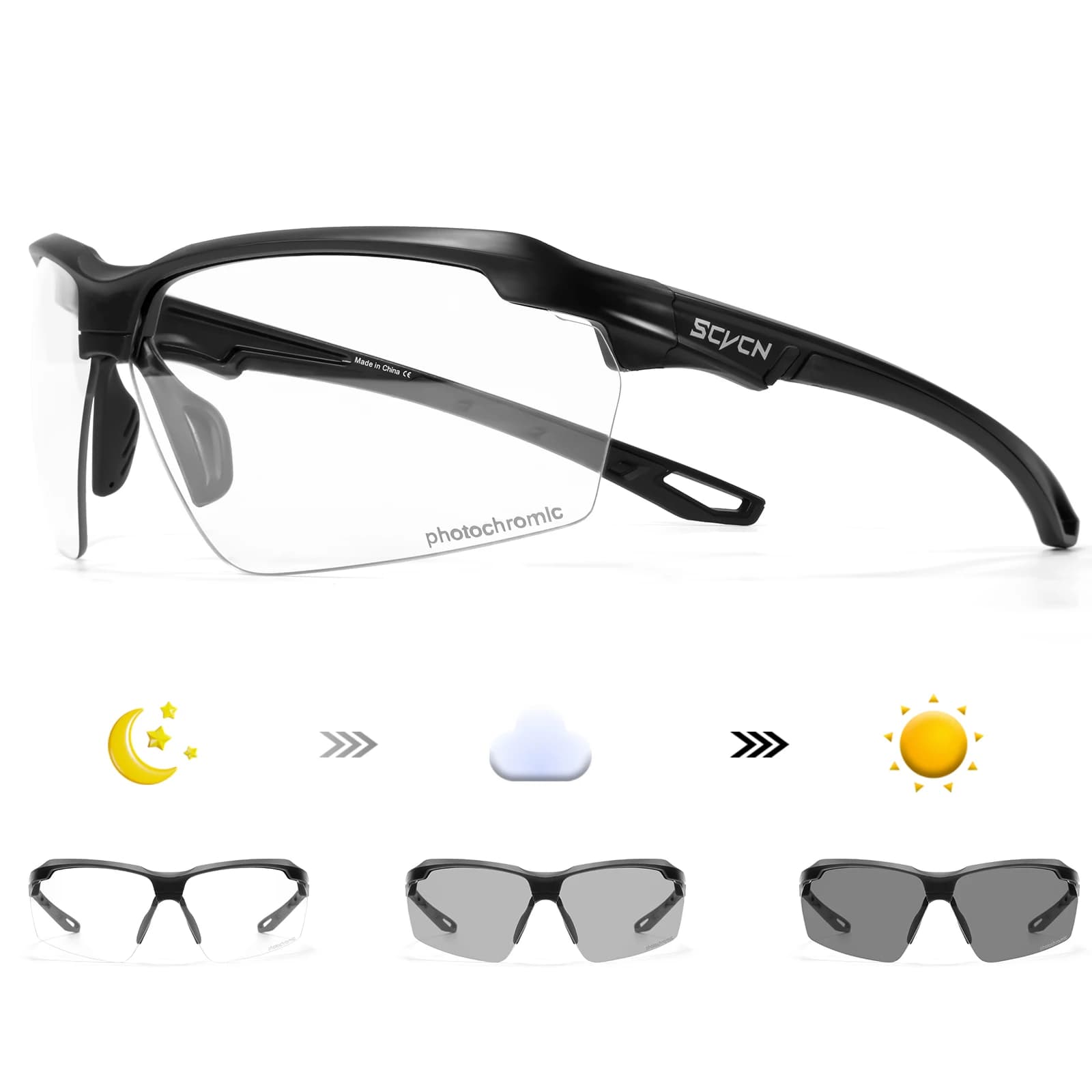 SCVCN Photochromic Cycling Glasses Men MTB Cycling Sunglasses Women Road Bike Eyewear UV400 Outdoor Sports Running Glasses