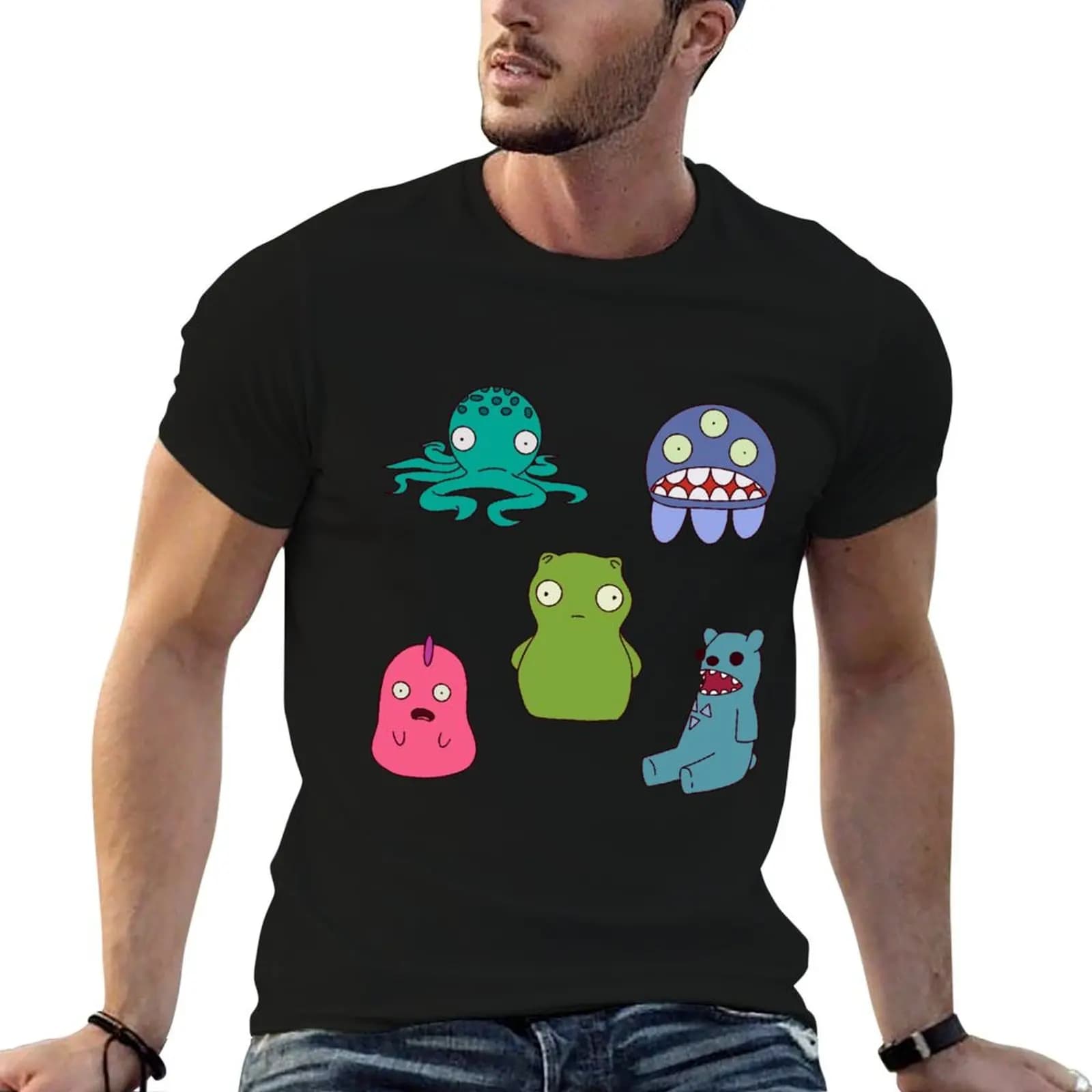 Kuchi Kopi & Friends Stickers T-Shirt vintage anime shirt tops shirts graphic tee Aesthetic clothing mens graphic t-shirts anime