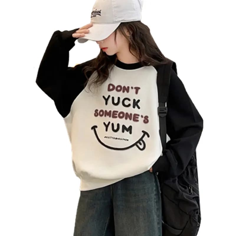 Children Sweatshirt Clothes for Autumn Kids Girls Pullover Tops Korean Fashion Letter Print Sweatshirts For Teenagers Age 5-14 Y