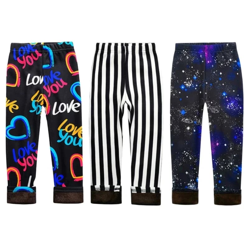 2-11Year Girls Leggings Thick Warm Girl Pants Autumn Winter Children's Clothes Fleece Tights Girls Floral Plus Velvet Trousers