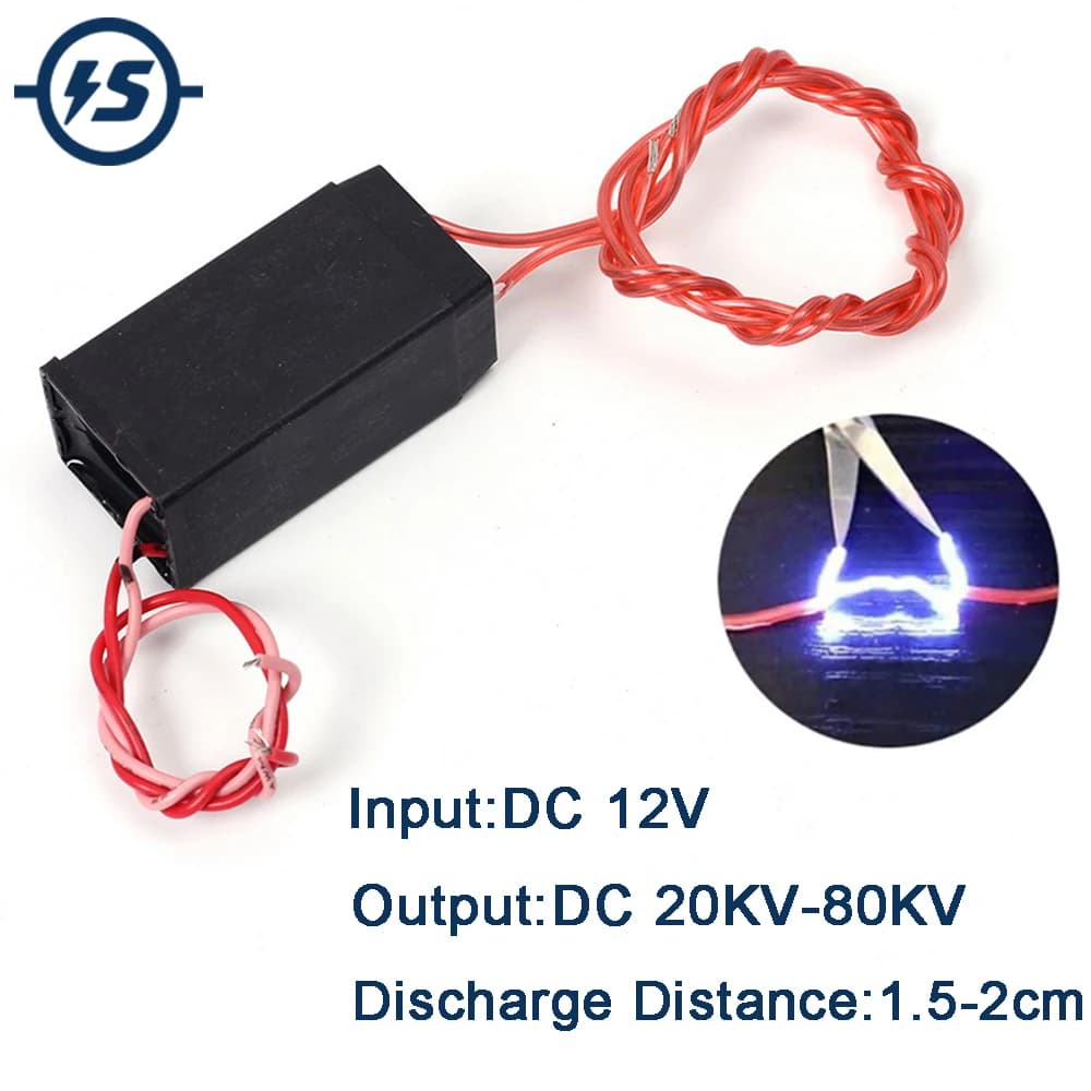 High Voltage Generator 80KV Super 6V-12V Transformer Boost Inverter Generator Pulse Arc Generator Ignition Coil 2cm Igniter