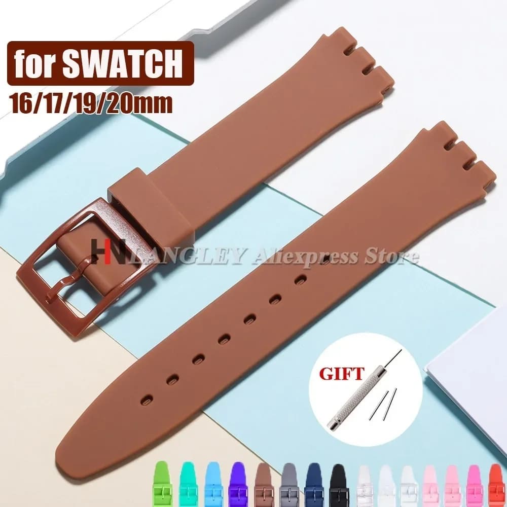 Rubber Strap for Swatch Colorful Sports Band Replacement Wrist Men Women Bracelet 16mm 17mm 19mm 20mm Silicone Watch Accessories