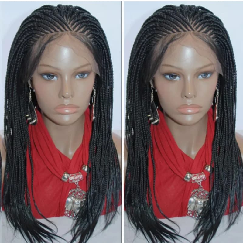 Box Braided Wigs Cornrow Braid Wig New Synthetic Lace Frontal Wigs for Black Women Knotless Braids Party Wig Baby Hair Daily Use