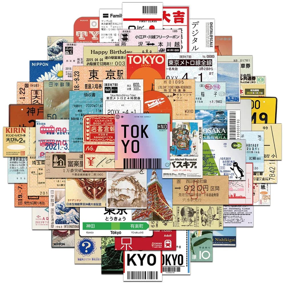 50/100PCS Creative Japanese Travel Retro Stickers DIY Phone Cases Notebook Water Cups Personalized Stickers
