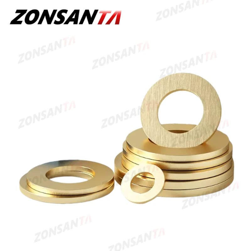 M2 M2.5 M3 M4 M5 M6 M8 M10 M12 M14 M16 M18 Solid Brass Copper Flat Washer Plain Brass Gasket Shim Pad Ring Spacer Circular Meson