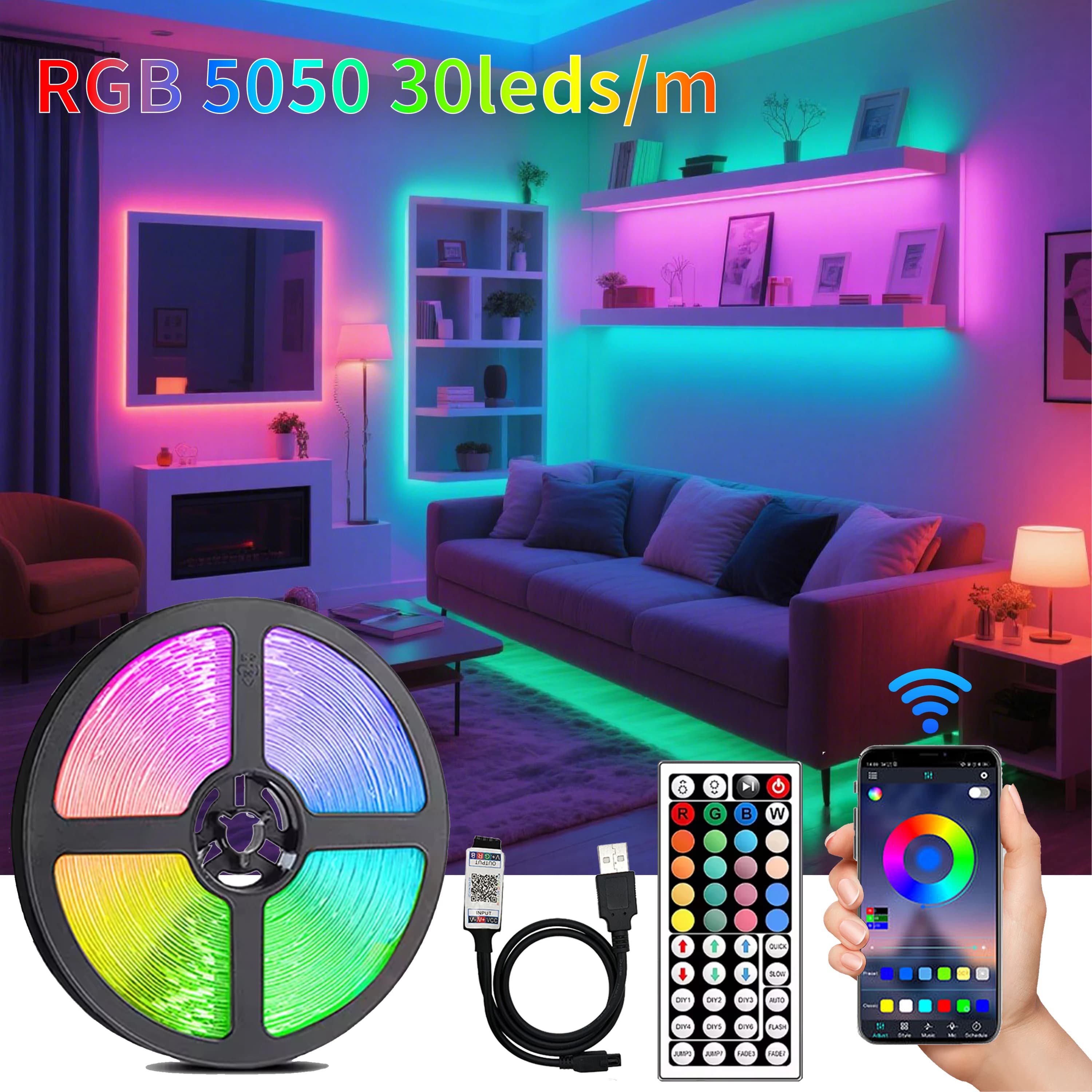 USB Bluetooth LED Strip Light SMD 5050 44Keys Bluetooth USB Control for RGB Color LED Tape for Music TV PC Backlight LED Light
