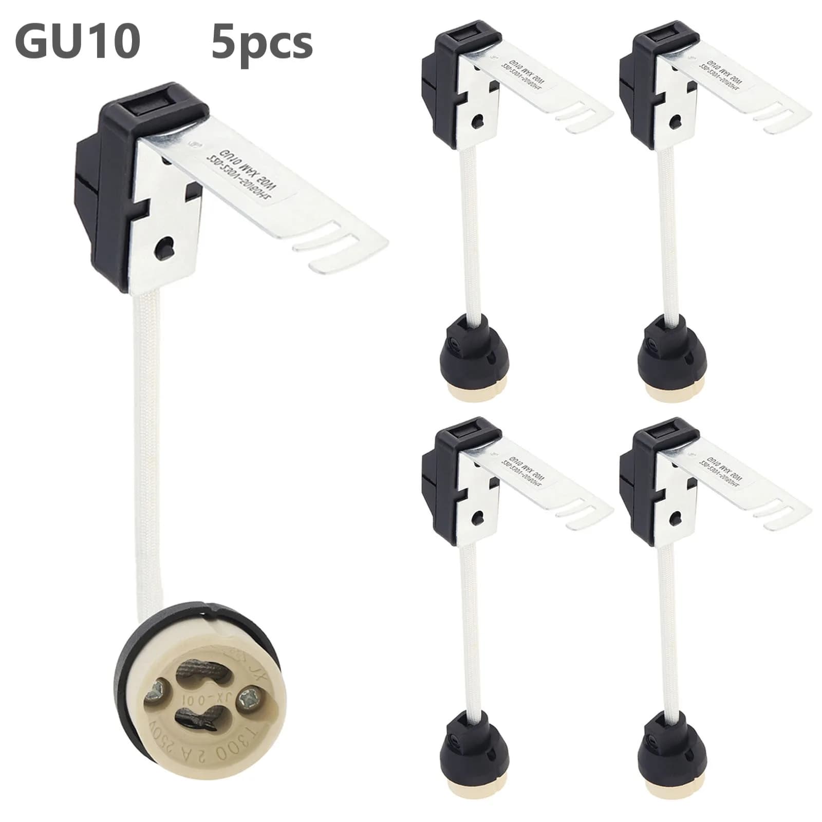 5pcs GU10 Lamp Holder on Bracket Ceramic Lamp Bases Connector for LED Light Bulbs / Halogen Bulbs with Terminal Box Socket