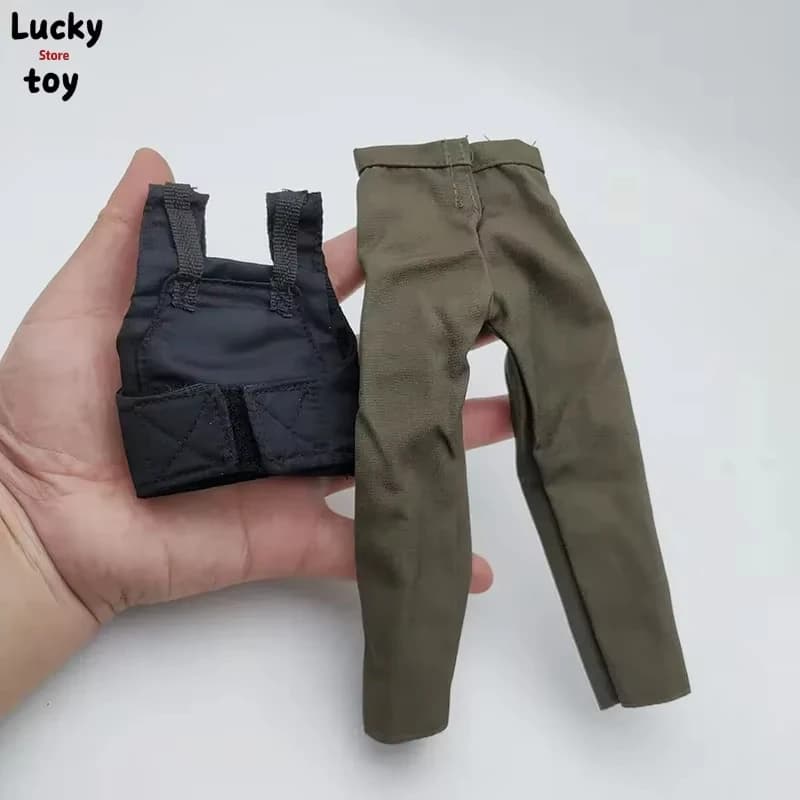 Fashion 1/6 Scale Black Bulletproof Vest with Canvas Pants Model for 12 Inch Action Figure Toy