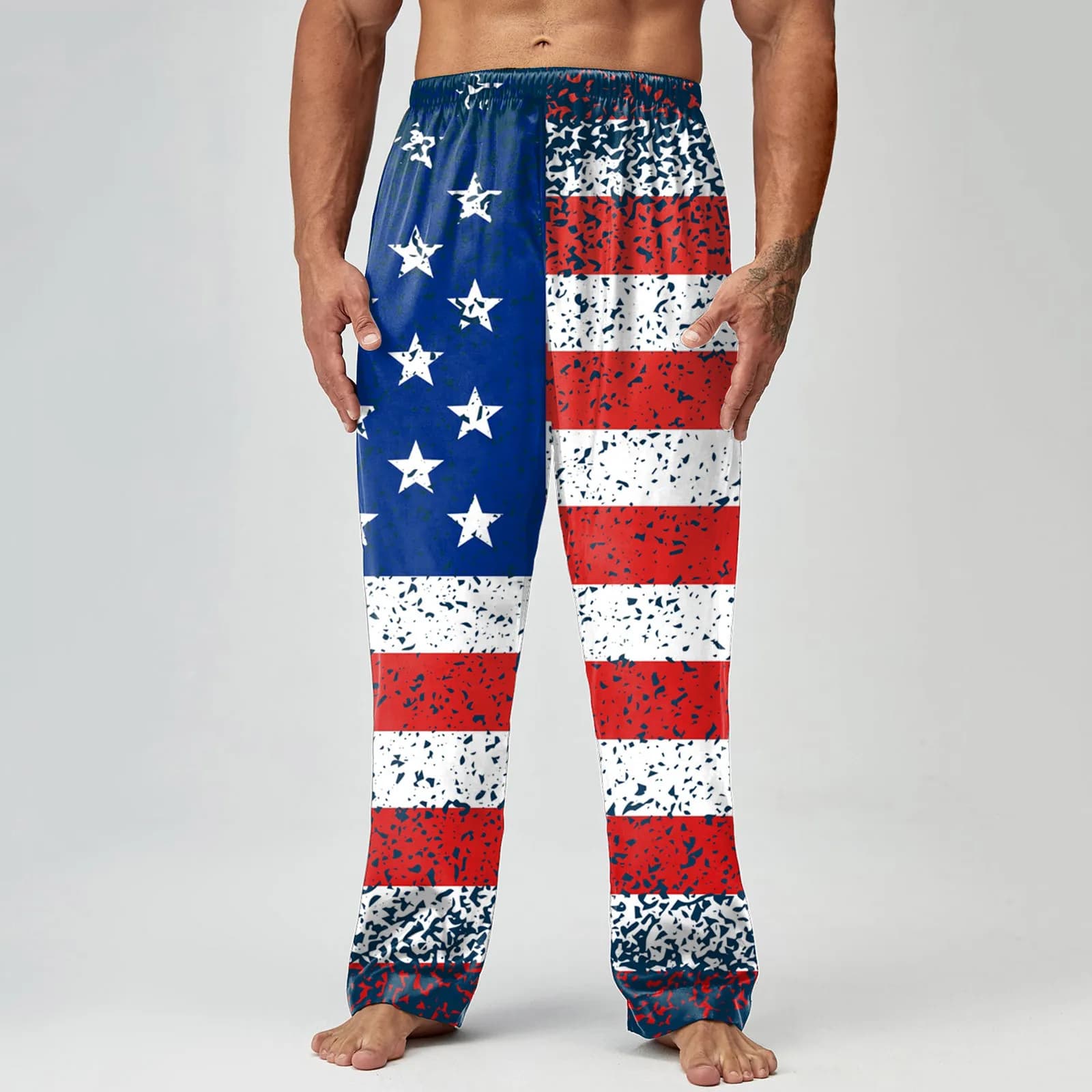 Spring Autumn Sleepwear Men's Pajama American Flag Printed Straight Pants Loose Casual Men Pants Sleepwear Streetwear Pants