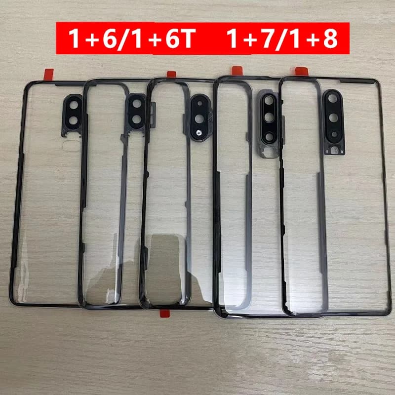 Oneplus8 Housing For Oneplus 8 7 6T 6 One Plus Battery Back Cover Transparent Door Repair Rear Clear Glass Case + Camera Lens