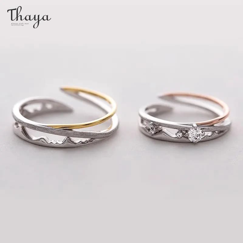 Thaya S925 Sterling Silver Couple Ring Original Design Classic Crystal Women Rings Fashion Ring For Wedding Engagement Jewelry