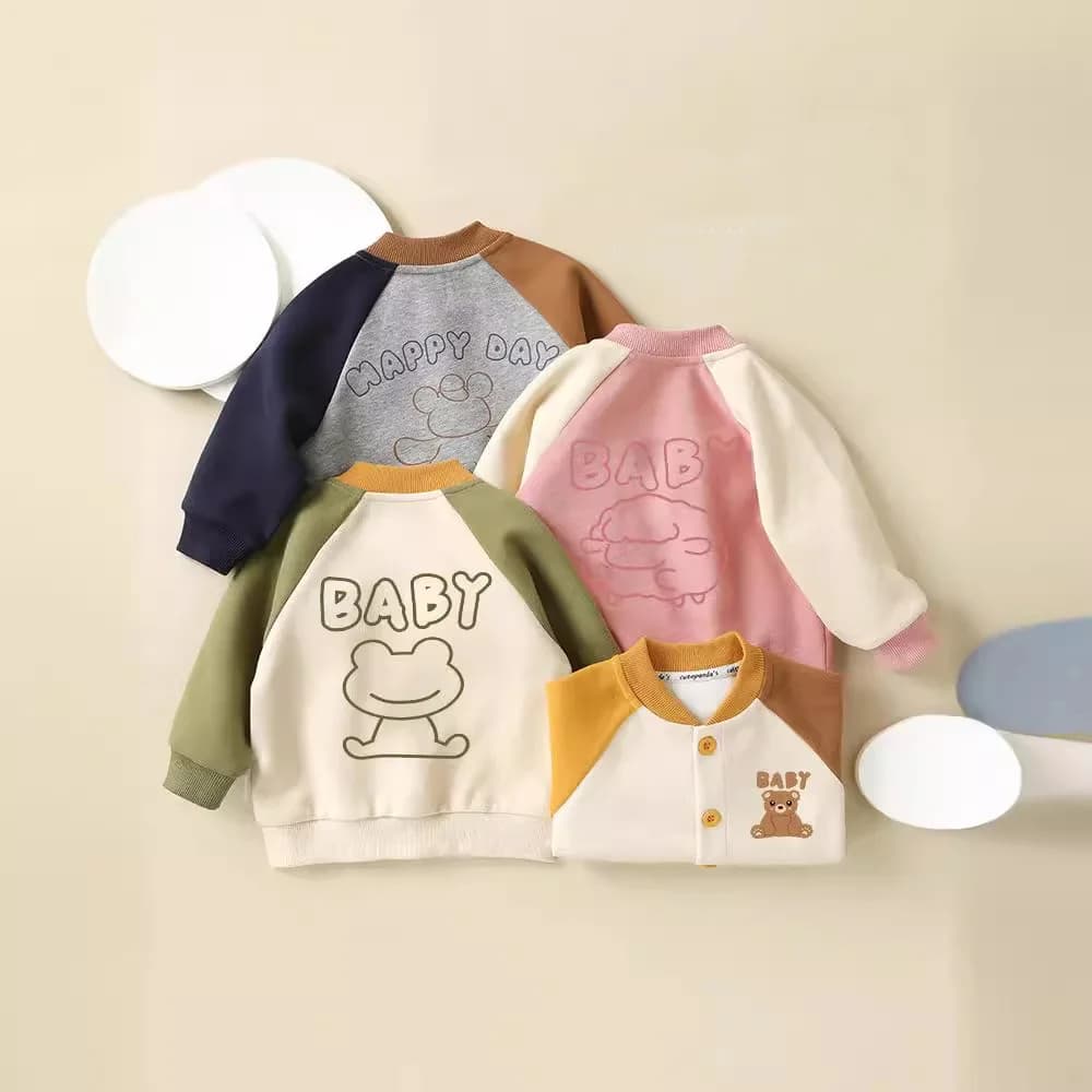 Autumn Children Girl Baseball Uniform Spliced Raglan Sleeve Infant Baby Girl Jacket Casual Bear Print Toddler Girl Cardigan Coat