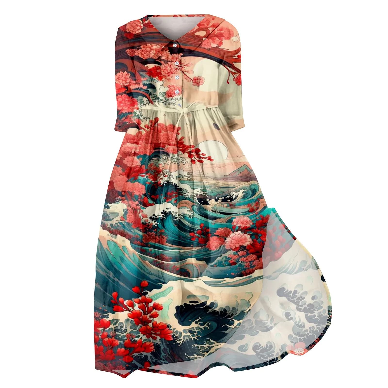 Spring Dress Summer Retro A-line Maxi Dress Fashion Women Beach Party Vestido Stylish Evening Dresses Elegant Robe Girl Dresses