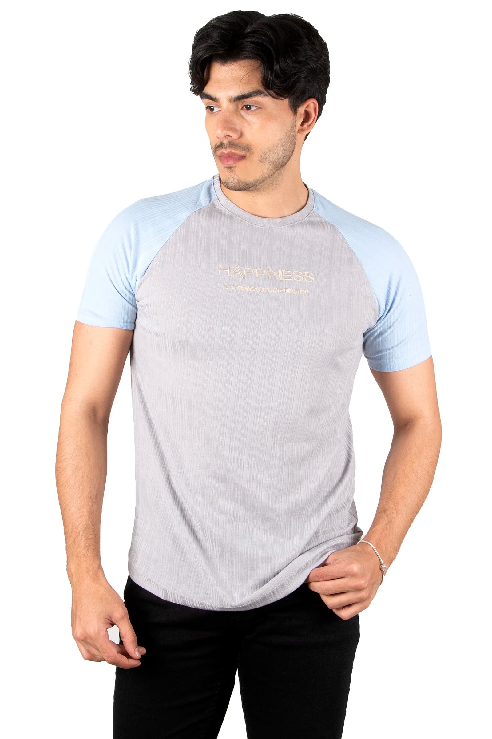 DeepSEA Line Patterned Handles Colorful Bicycle Neck T-Shirt 2306601