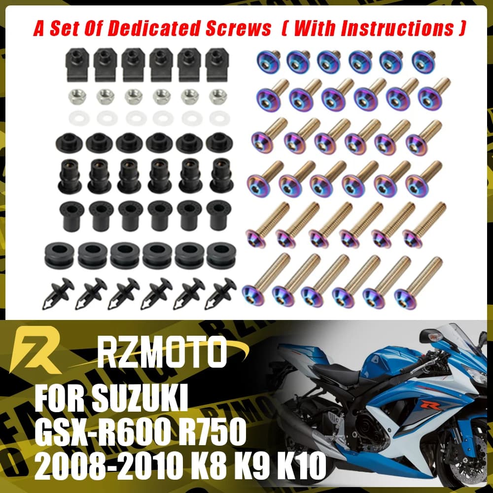 Motorcycle Stainless Complete Bodywork Fairing Bolt Kit Screws Clip For SUZUKI GSX-R600 GSX-R750 2008-2010 2009 K8 K9 K10