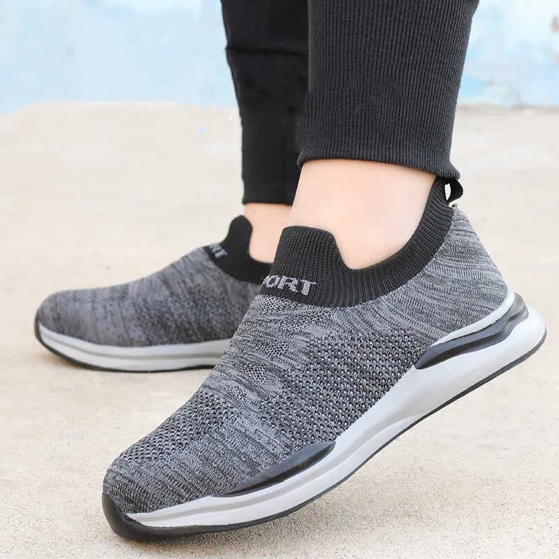 men casual breathable steel toe cap working safety shoes air mesh summer slip-on worker boots tooling security footwear protect