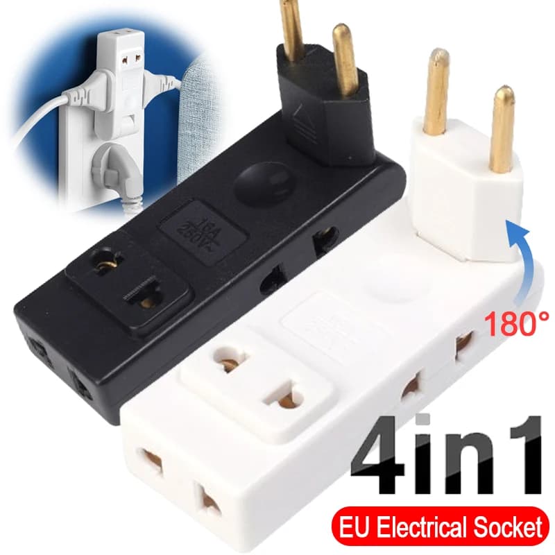 4 In 1 Extension EU Plug Electrical Adapter 180 Degree Rotation Adjustable USB Mobile Phone Wall Charging Converter Socket