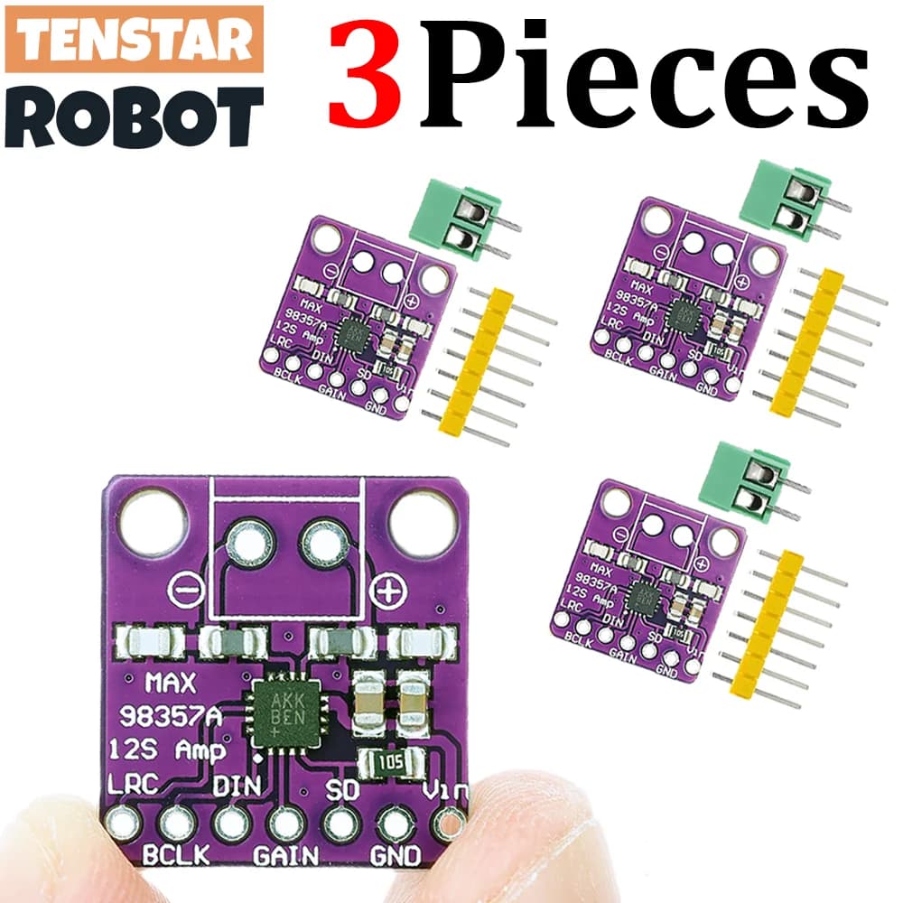 TENSTAR 3pcs Max98357 I2S 3W Class D Amplifier Breakout Interface Dac Decoder Module Filterless Audio For Raspberry Pi Esp32