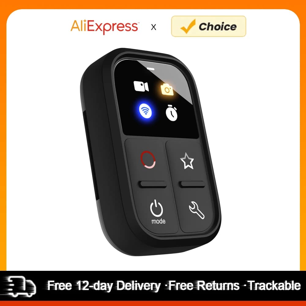 Wireless Smart Remote Control for GoPro Hero 12/11/10/9/8/Max LED Colorful Screen Battery 50M Control Wrist Strap USB Cable