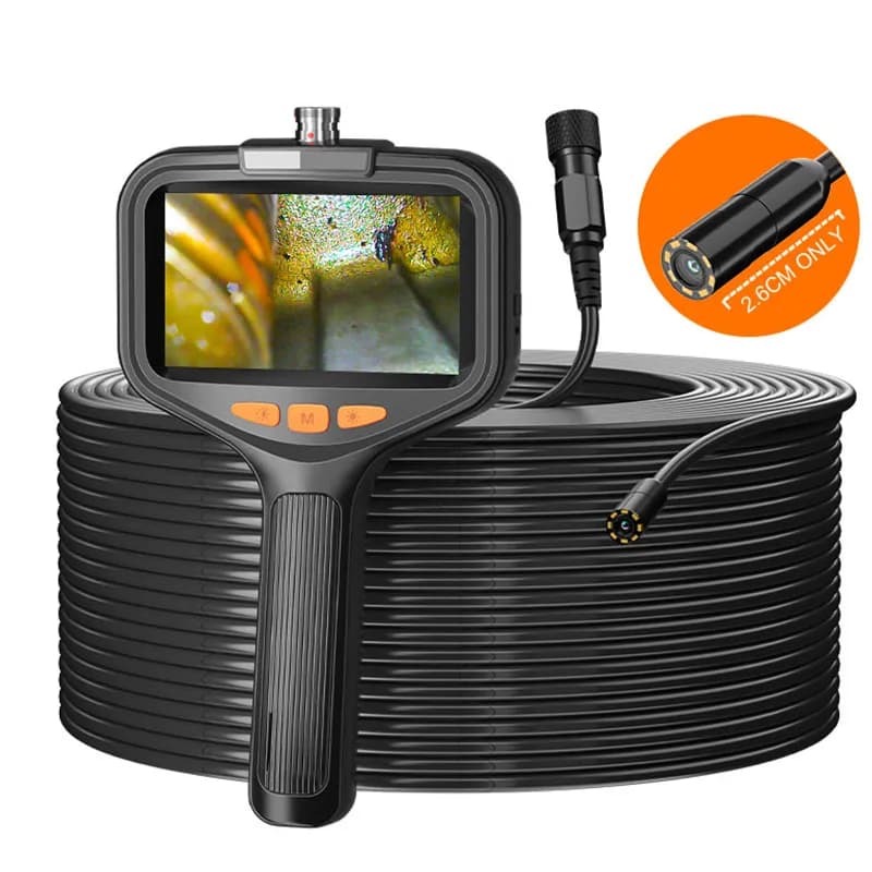 Handheld Endoscope Camera 4.3 Inch Screen 2-100 Meter Rigid Cable HD1080P 8MM/5.5MM Front SIde Lens Pipe Inspection Borescope