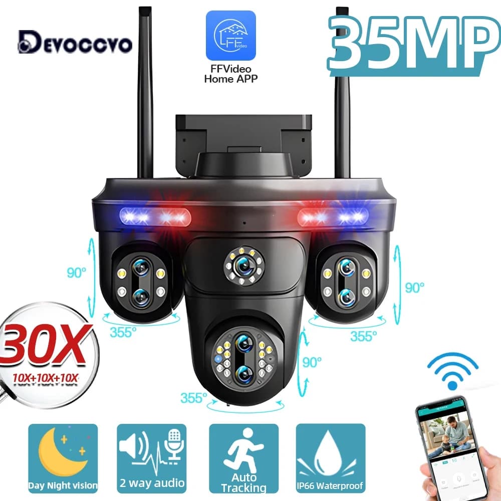 7 Lens 4 Screens PTZ IP Camera 35MP Outdoor 4K Wireless WiFi Security Camera 10X Zoom Auto Tracking CCTV Video Camera Waterproof