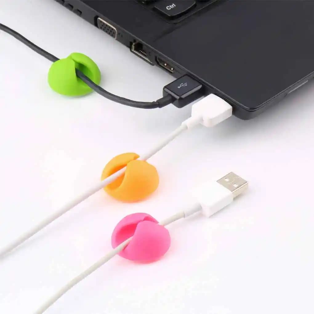 6pcs Silicone Multipurpose Cable Clamp Wire Clips Holder Organizer for PC Desktop Color Random