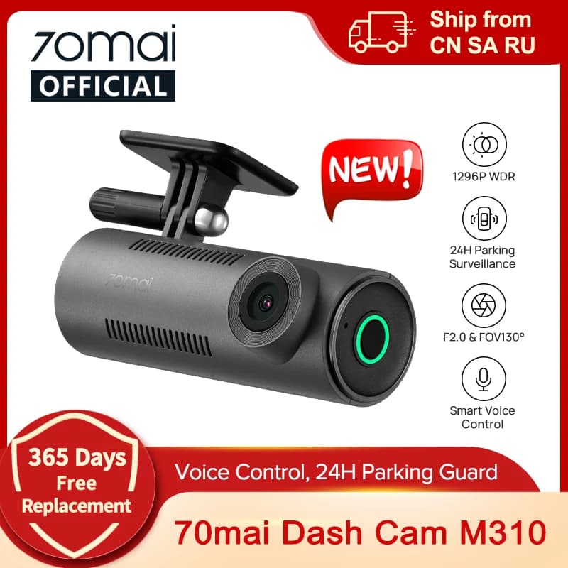 2024 New 70mai Dash Cam M310 New 1296P Night Vision F2.0 Aperture 70mai M310 Car DVR 24H Parking Monitor WIFI & App Control