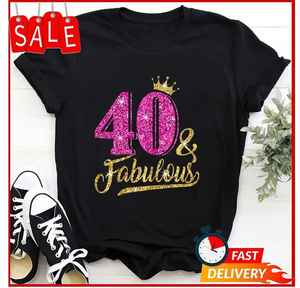 40 Years Old Gift 40 Fabulous 40th Birthday T-Shirt Women Birthday Gift