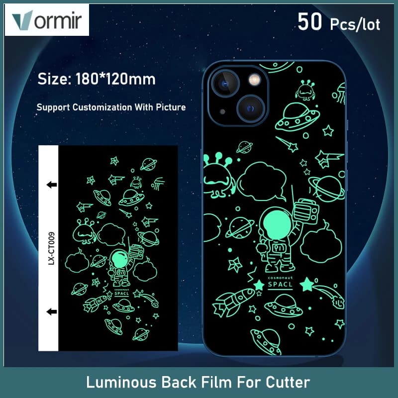 50 Pcs Luminous Back Film Personality Shinny Printing Mobilephone Back Cover Glass Protective Decorative Sticker for Cut