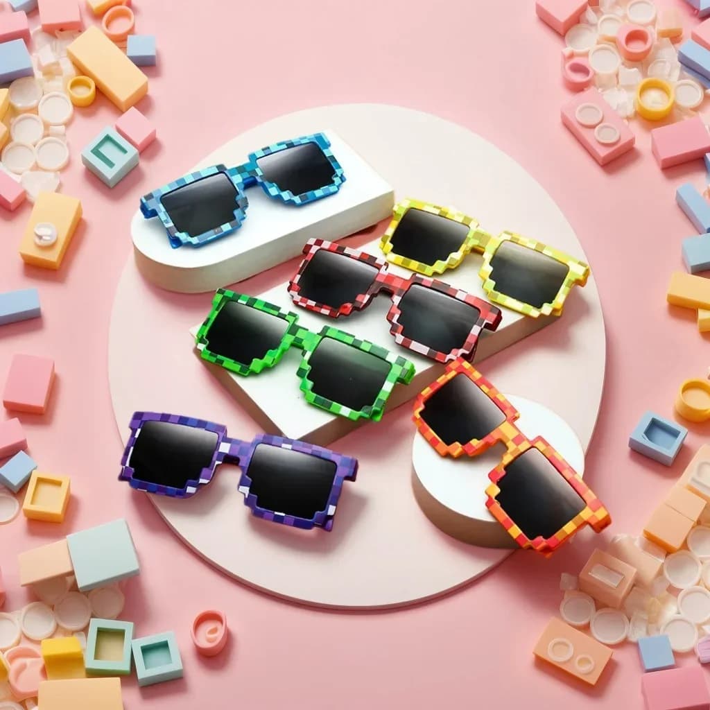 2025 New Trendy Sun Glasses Creeper Glasses Party Funny Sunglasses Novelty Mosaic Funny Goggles Boys Girls Pixel Eyewear