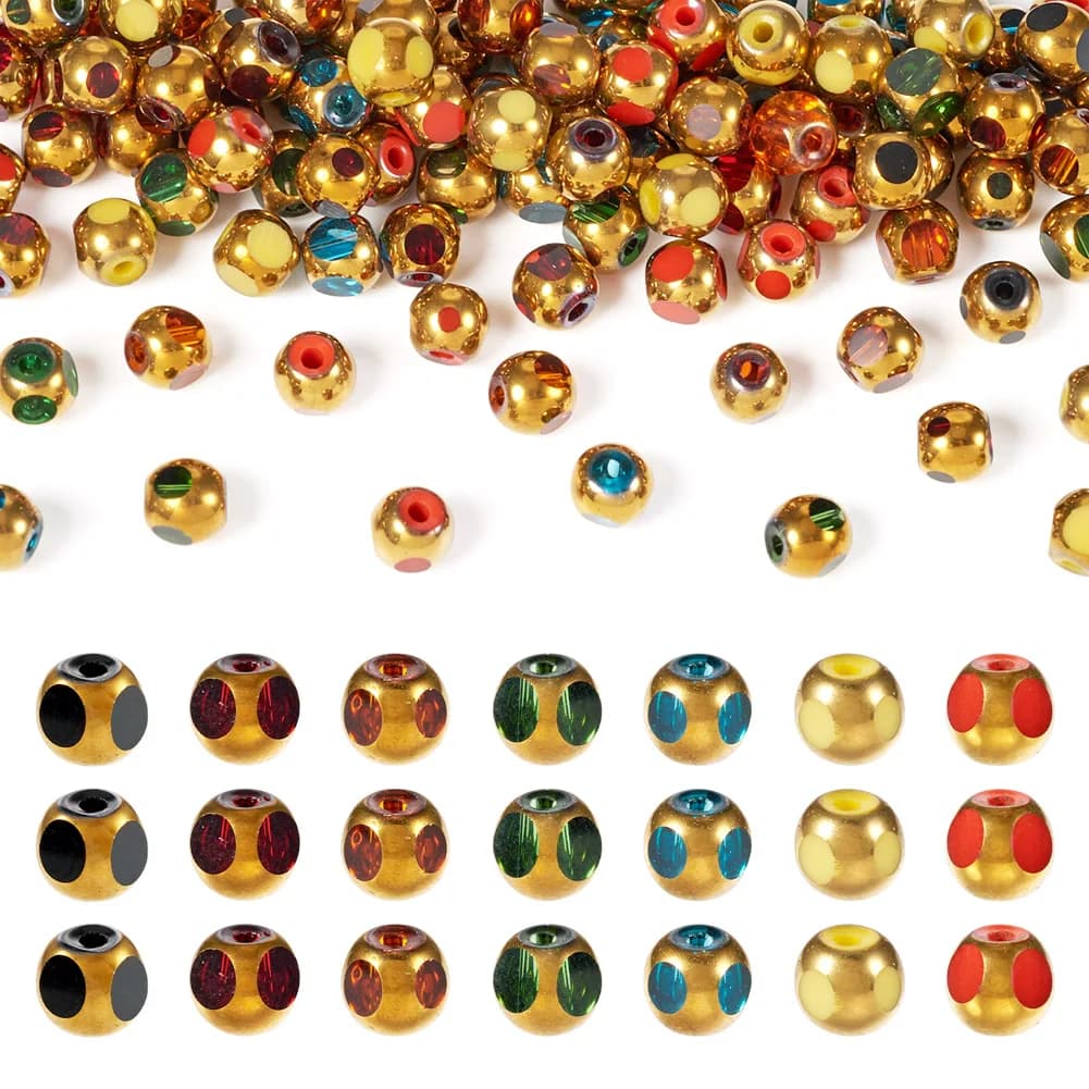 140Pcs Electroplate Glass Beads Rondelle Mixed Color Indonesian Style for Making DIY Jewelry Necklace Btacelet Earring Craft