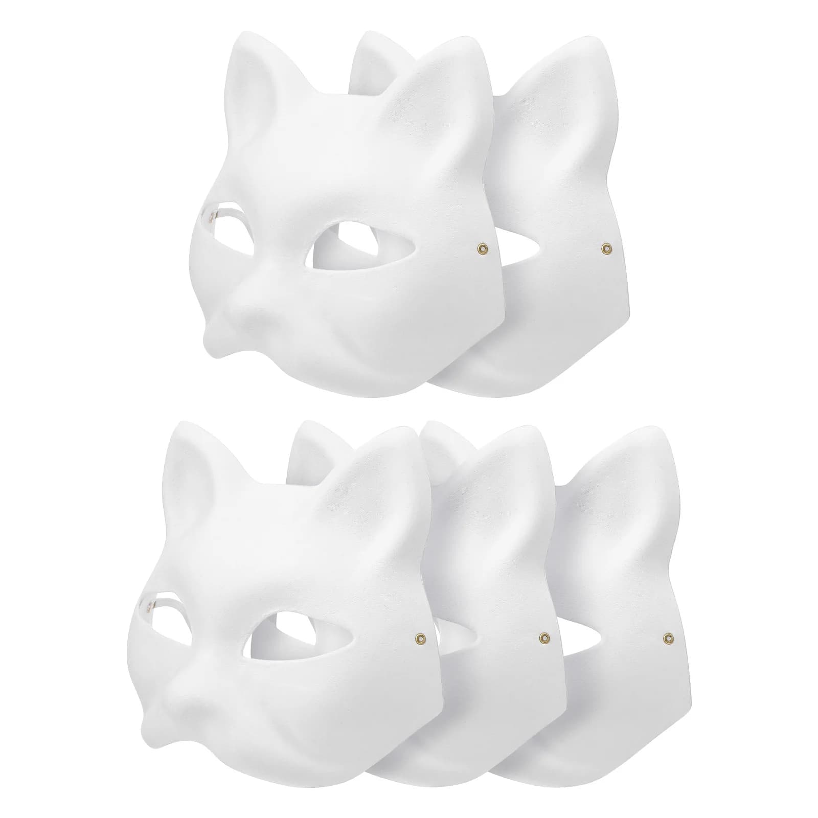 5pcs DIY Blank Mask Masquerade Halloween Fox Cat Mask Party Cosplay Craft Accessory For Festival Party Facial Cosplay Prop Decor