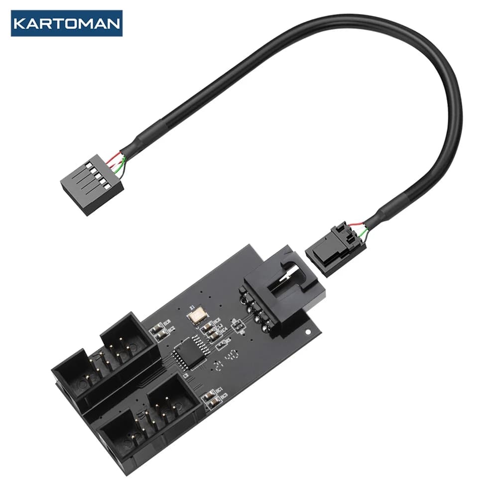 KARTOMAN USB 9pin Expansion Card Male 1 To 2 Female Extension Cable Adapter Circuit Board 2.0 HUB For Desktop Motherboard