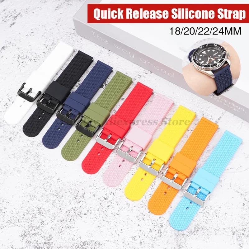 18mm/20mm/22mm/24mm Soft Silicone Watch Strap Quick Release Watchband for Huami for Huawei Watch Gt5/Gt4/Gt3 Smartwatch Bracelet