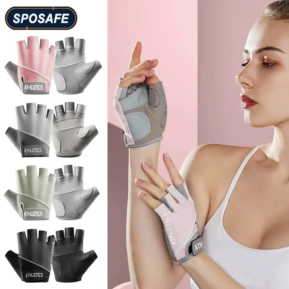 1Pair Breathable Cycling Gloves Workout Gym Gloves for Men Women Weight Lifting Fingerless Gloves Training Exercise Fitness
