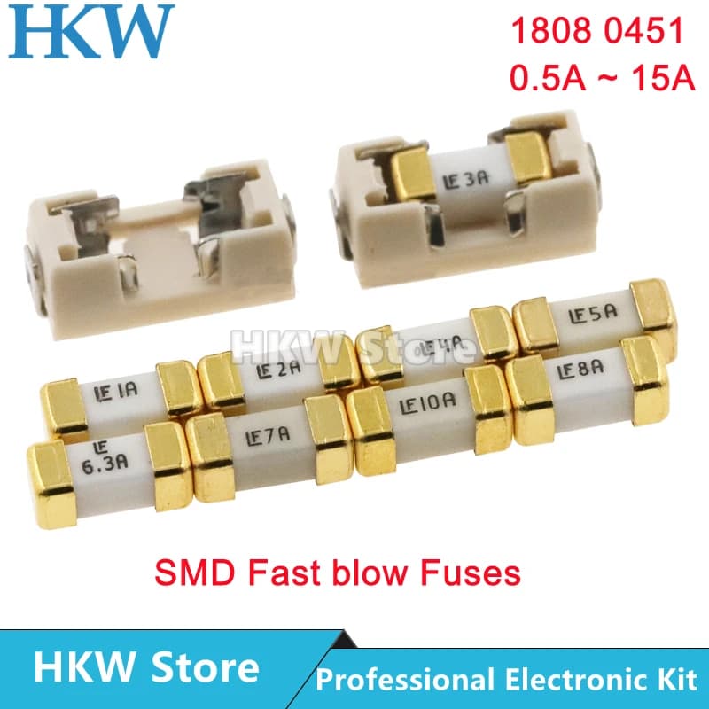 1808 125V 0451 SMD Fast blow Fuse 0.5A 0.75A 1A 2A 3A 4A 5A 6.3A 8A 10A 12A 15A 500MA 0451 Ultra-rapid Fuse 0451010.MRL