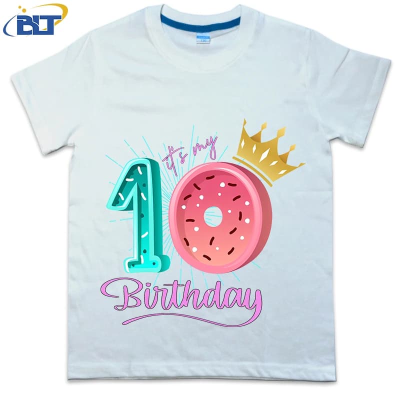 It's My 10th Birthday printed kids T-shirt summer cotton short-sleeved casual top suitable for both boys and girls