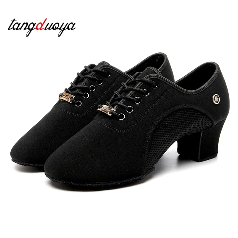 Latin Ballroom Dance Shoes for Women Lace-up Practice Closed Toe Modern Salsa Dance Teaching Performance Dancing Shoes Sneakers