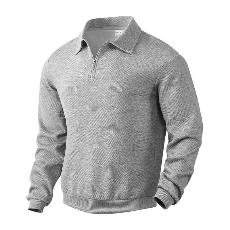 24 cross-border popular autumn long-sleeved lapel zipper men's loose casual top polo shirt