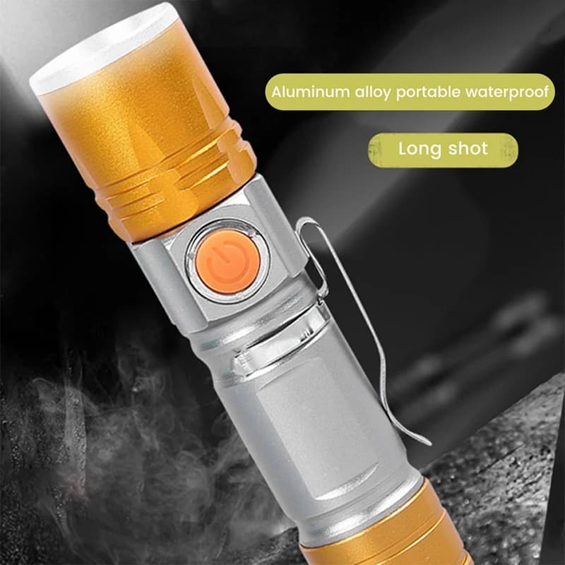 High Strong Power Led Flashlights Rechargeable USB Mini Flashlight LED Outdoor Zoomable Long Shot Flashlight Waterproof Durable