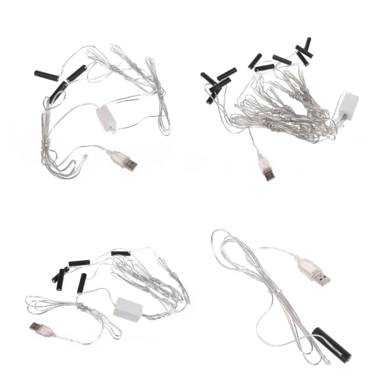 300cm 1/3/5/10-in-1 USB Powered AAA Battery Eliminators with Conductors for Christmas Tree Lights, LED Decorations