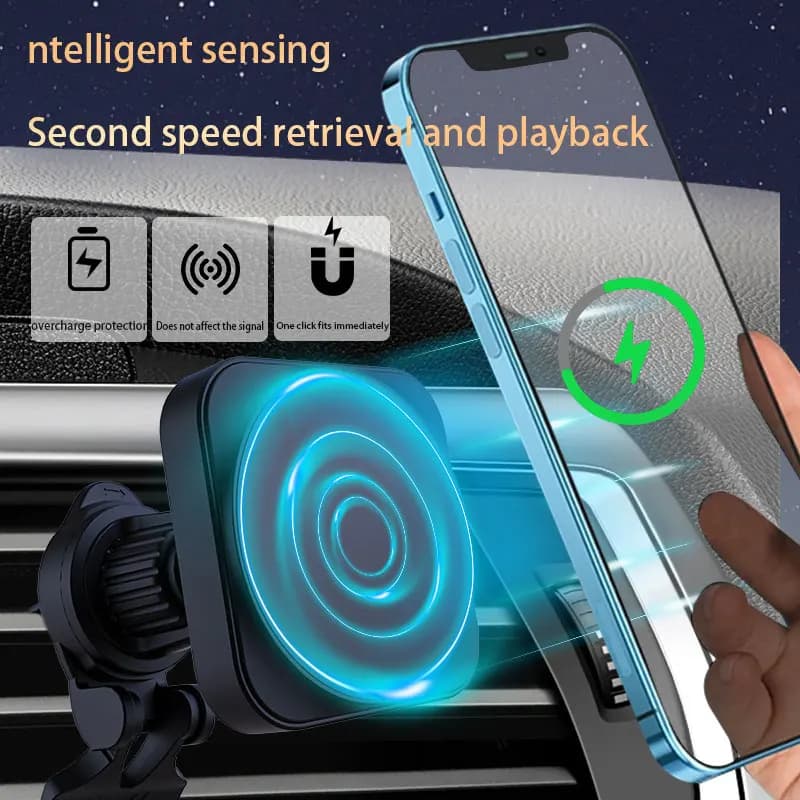 360° 15W Car Magnetic Wireless Charger For IPhone 16 15 14 13 12 Pro Auto Clamp Phone Holder Stand Mount Fast Charging Station