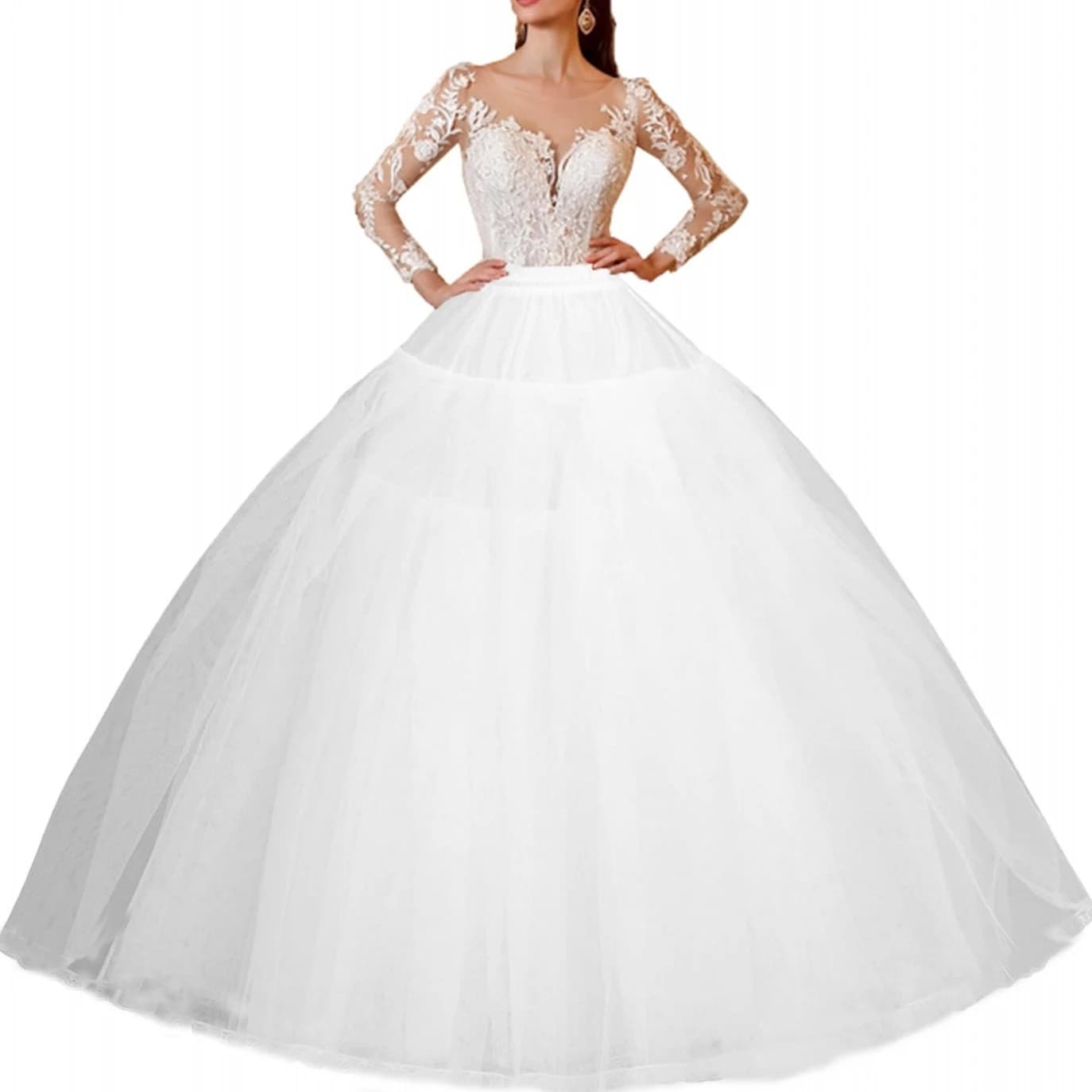 8 Layers Tulle Crinoline Skirt Hoopless Petticoat Underskirt for Bridal Wedding Dresses