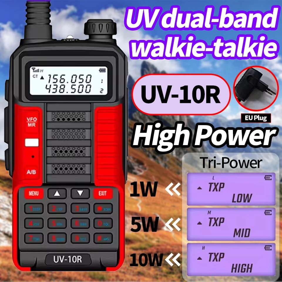 Baofeng UV-10R V2 10W Draagbare High Power Walkie-Talkie Vhf Uhf Dual Band Tweeweg Cb Ham Radio Transceiver Tweeweg Radio 'S